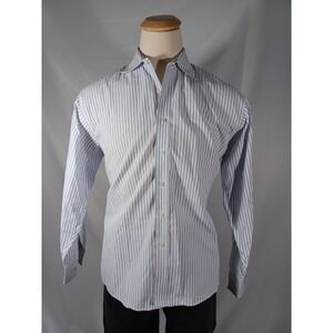 Michael Kors Shirt Mens 17.5 34/35 White Stripe Dress Button Front Long Sleeve